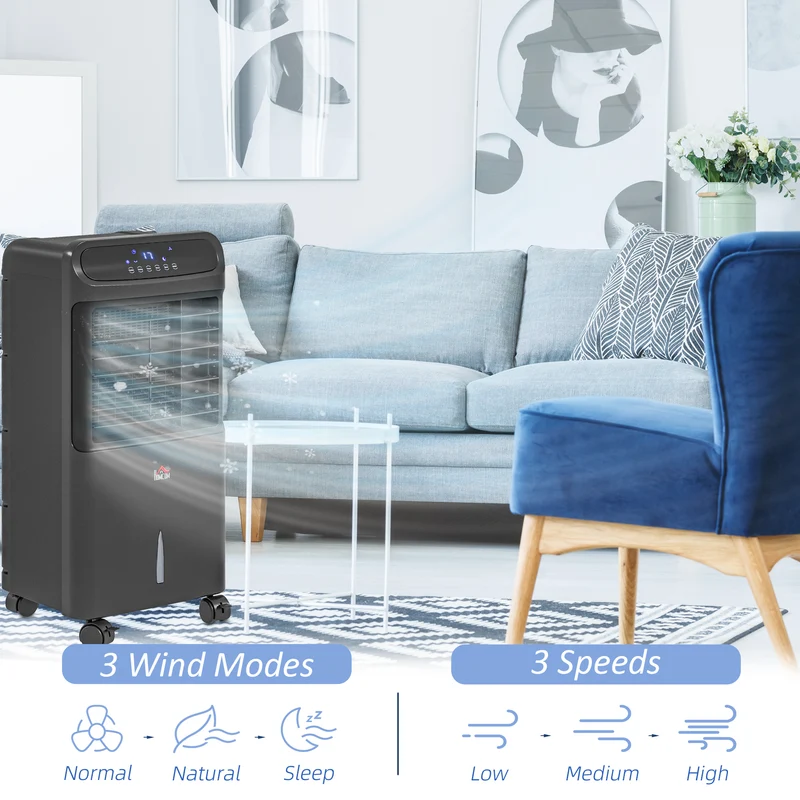 32" Evaporative Air Cooler with 3.2 Gal Water Tank, 3-In-1 Ice Cooling Fan Black
