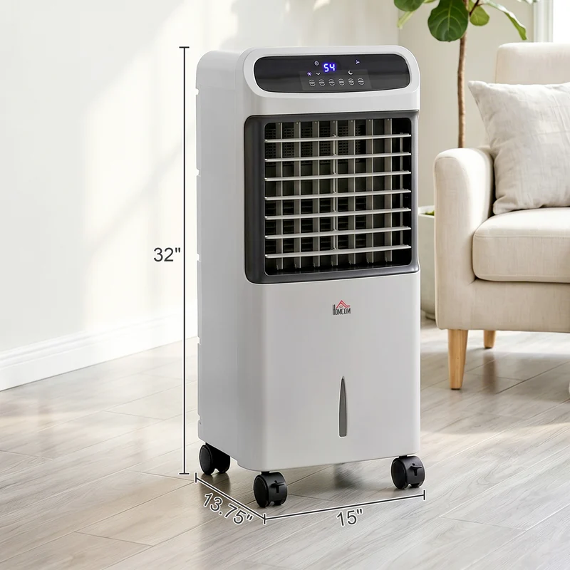 32" Evaporative Air Cooler with 3.2 Gal Water Tank, 3-In-1 Ice Cooling Fan Gray
