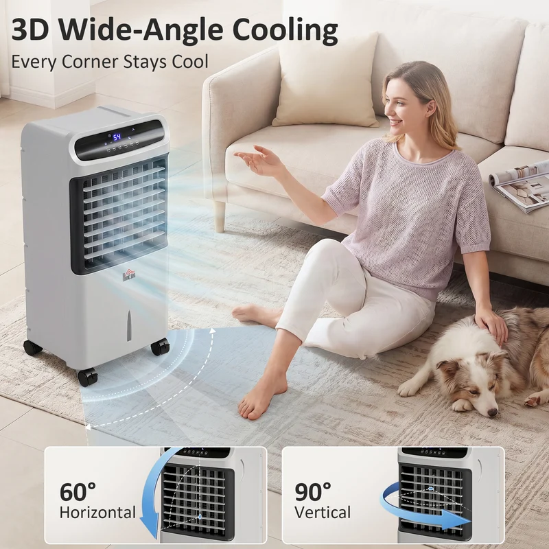 32" Evaporative Air Cooler with 3.2 Gal Water Tank, 3-In-1 Ice Cooling Fan Gray