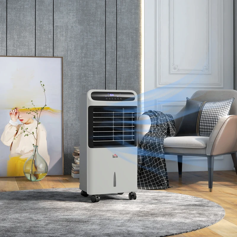 32" Evaporative Air Cooler with 3.2 Gal Water Tank, 3-In-1 Ice Cooling Fan Gray
