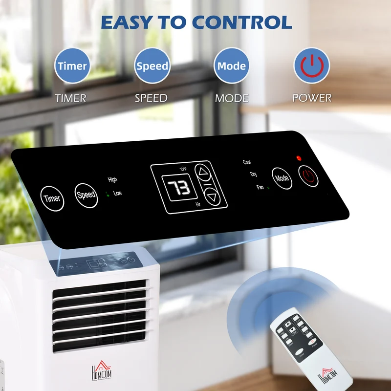 8000 BTU Mobile Air Conditioner w/ Cooling & Dehumidifier for Room up to 344 Sq. ft, White
