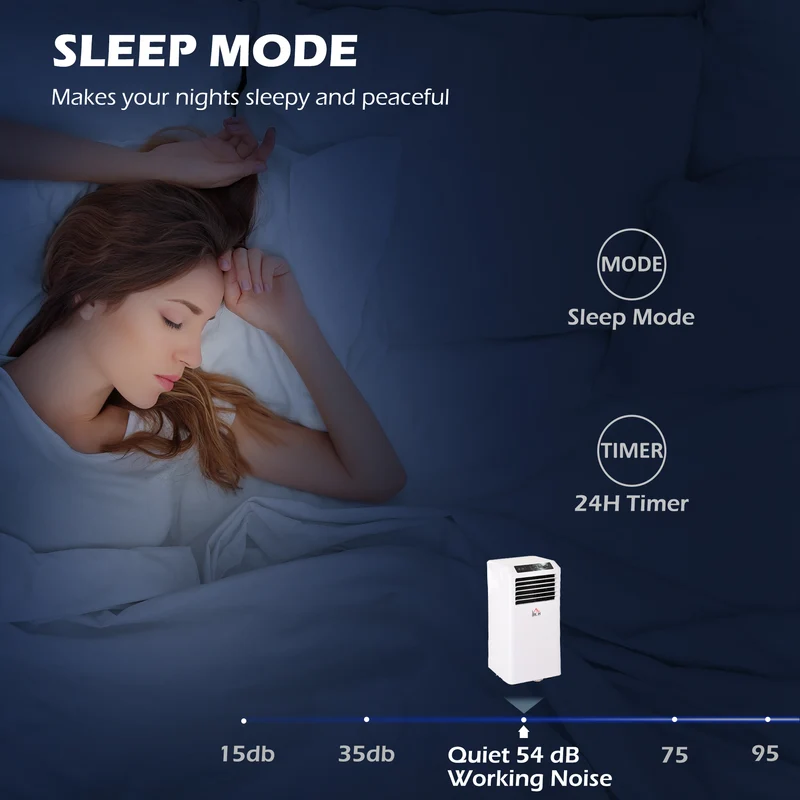 8000 BTU Mobile Air Conditioner w/ Cooling & Dehumidifier for Room up to 344 Sq. ft, White