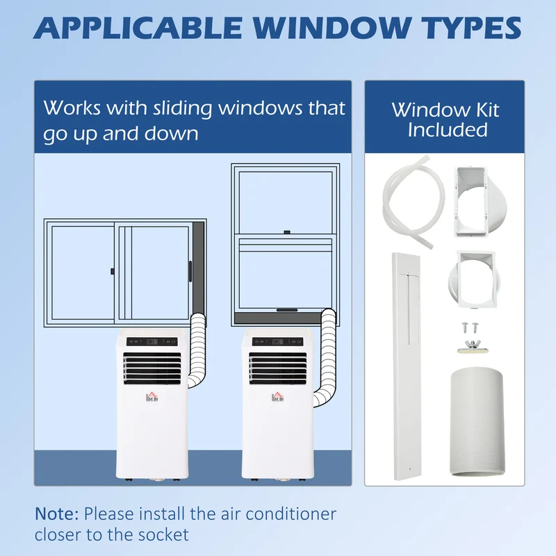 8000 BTU Mobile Air Conditioner w/ Cooling & Dehumidifier for Room up to 344 Sq. ft, White