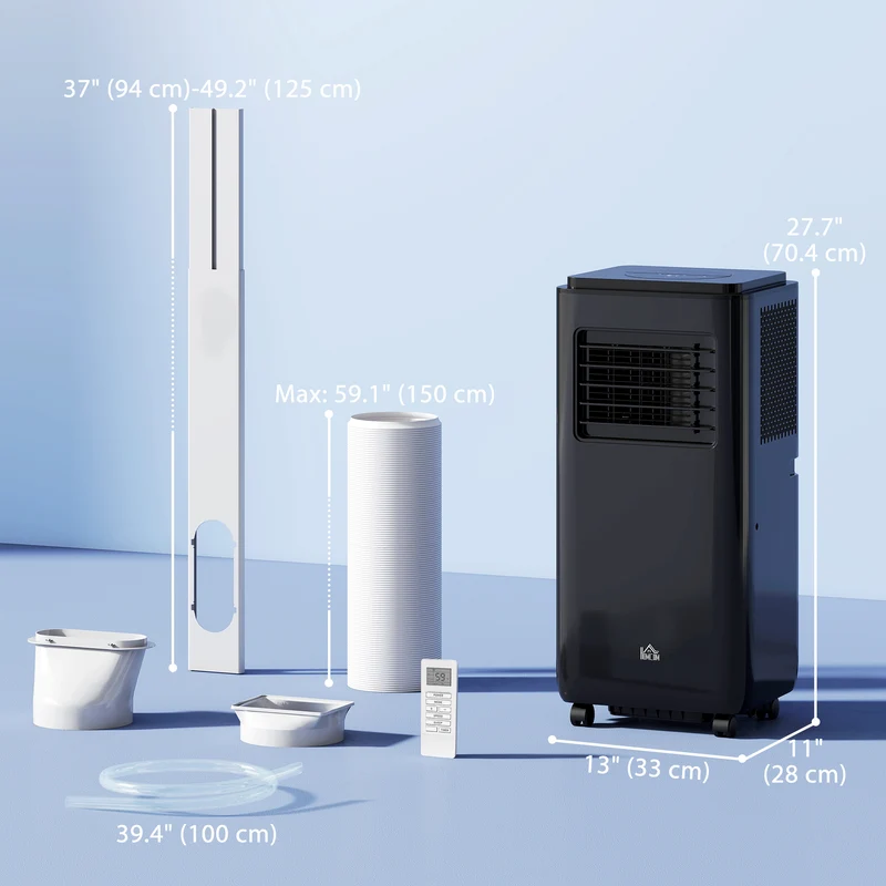 8000 BTU Portable Air Conditioner up to 345 sq ft with Dehumidifier, Black