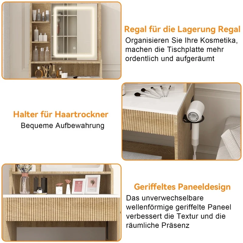 Schminktisch LED Spiegel Kosmetiktisch Tisch Schlafzimmer