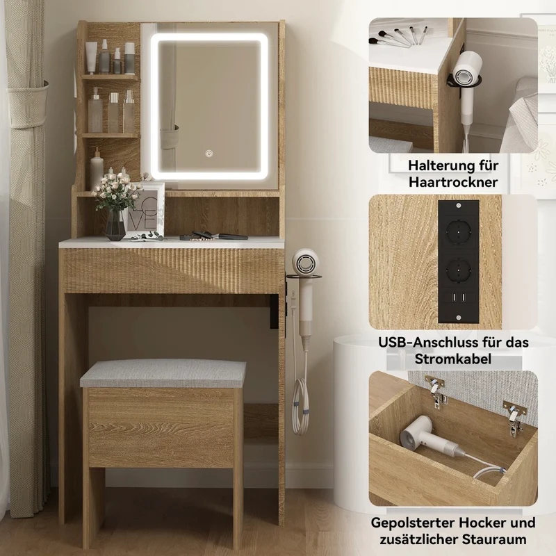 Schminktisch LED Spiegel Kosmetiktisch Tisch Schlafzimmer