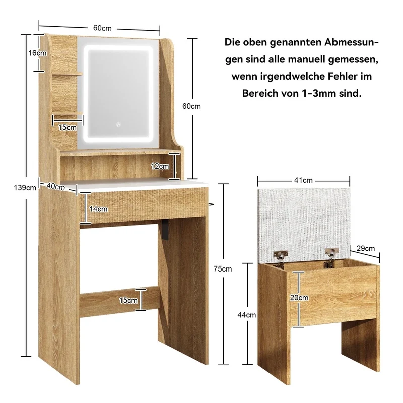 Schminktisch LED Spiegel Kosmetiktisch Tisch Schlafzimmer