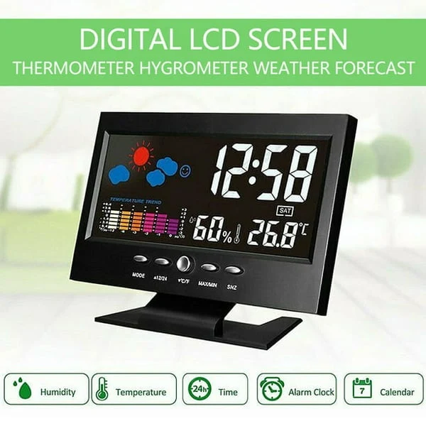✨⏰ Letzter Tag der Aktion 50 % 🔥 Digitaler LED-Temperatur- und Luftfeuchtigkeitsmesser Wettervorhersage LED-Zähler Wecker