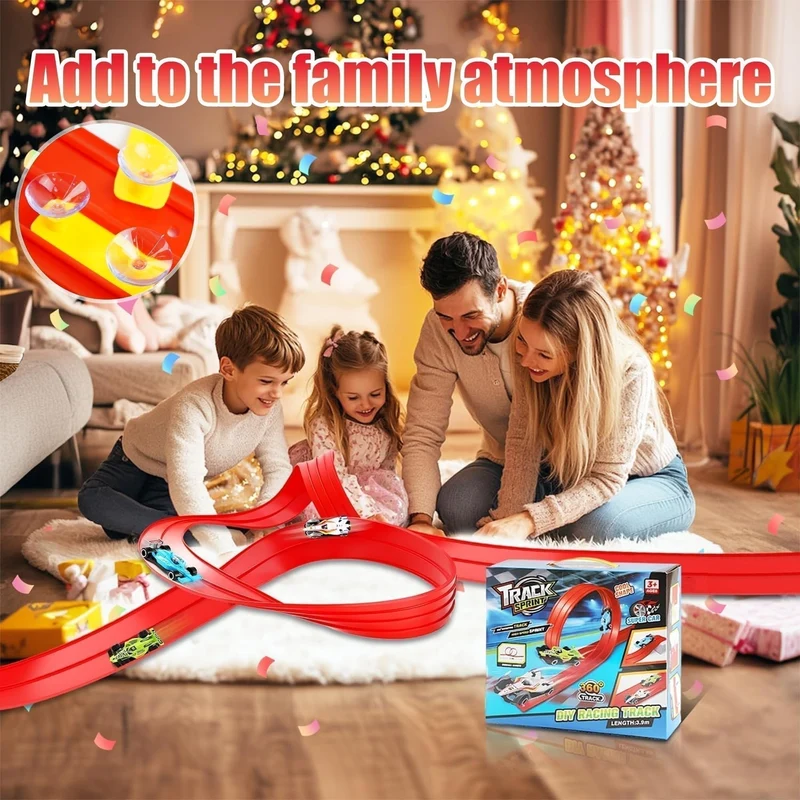 🎁Frühweihnachtlicher Sonderverkauf 50% Rabatt🎅🏎️DIY-Rennbahn für Kinder aus Aluminiumlegierung mit Saugnäpfen