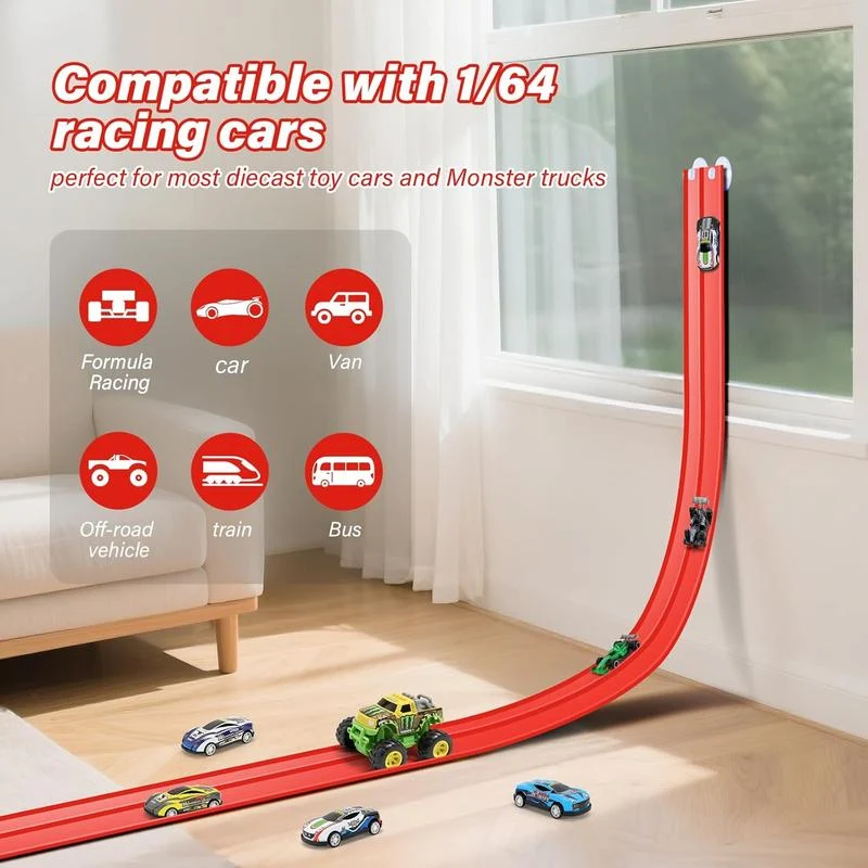 🎁Frühweihnachtlicher Sonderverkauf 50% Rabatt🎅🏎️DIY-Rennbahn für Kinder aus Aluminiumlegierung mit Saugnäpfen