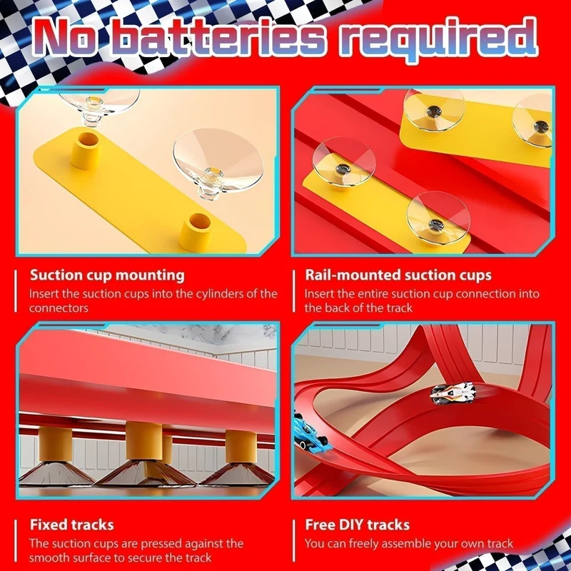 🎁Frühweihnachtlicher Sonderverkauf 50% Rabatt🎅🏎️DIY-Rennbahn für Kinder aus Aluminiumlegierung mit Saugnäpfen