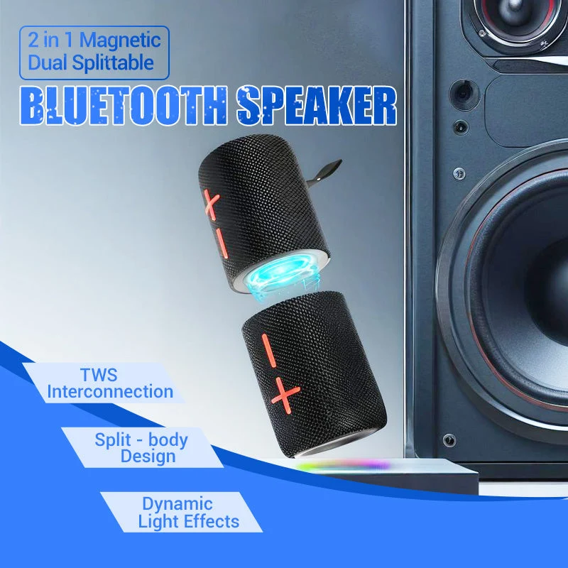 2-in-1 magnetischer, zweifach teilbarer Bluetooth-Lautsprecher