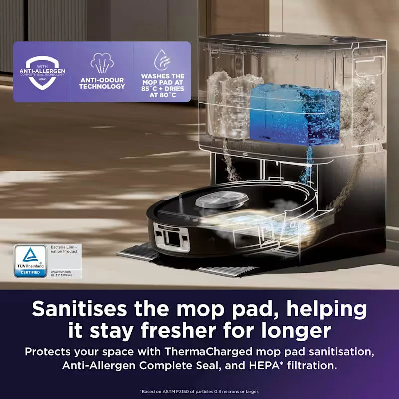 Shark PowerDetect UV Reveal 2-in-1 Vac & Mop Robot Vacuum - Schwarz | RV3000XEUK