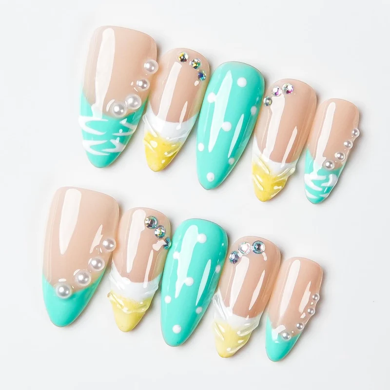 Künstlerisches Eiscreme-Themen-Presse-Nagelset