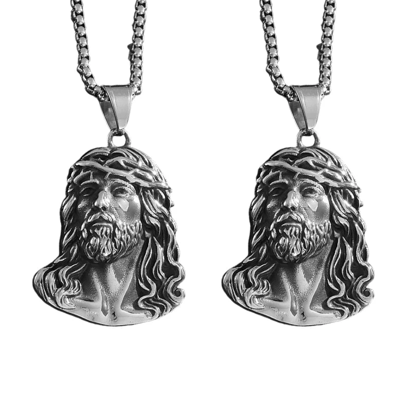 🕊️✝️Halskette mit Jesus-Kopf-Anhänger