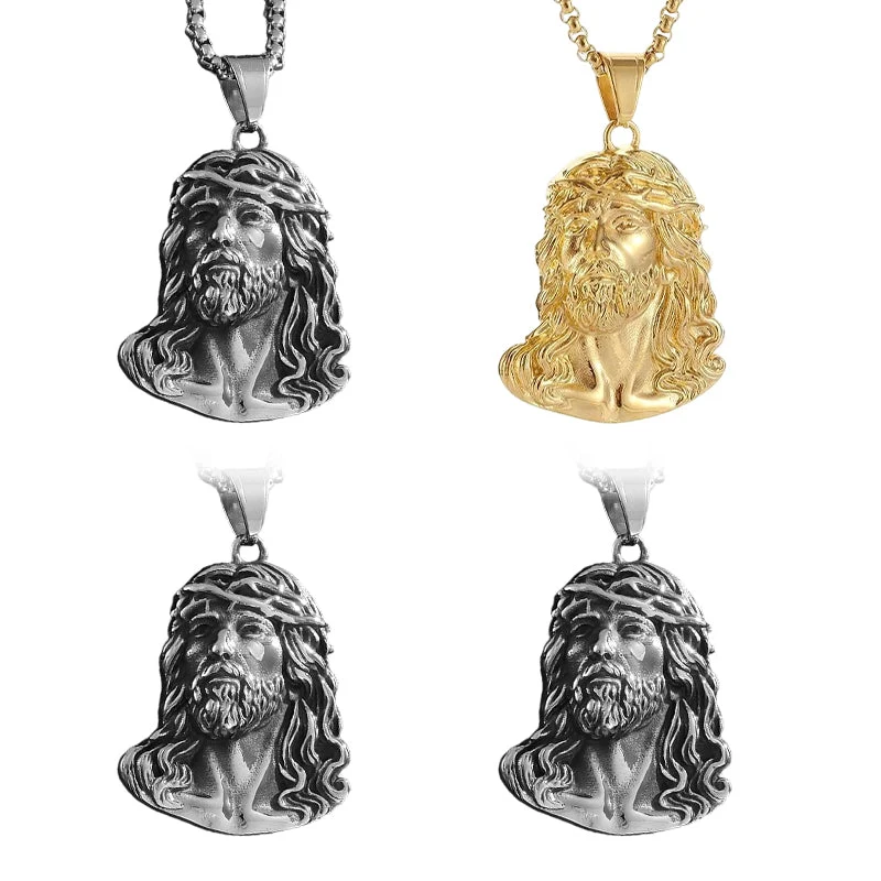 🕊️✝️Halskette mit Jesus-Kopf-Anhänger