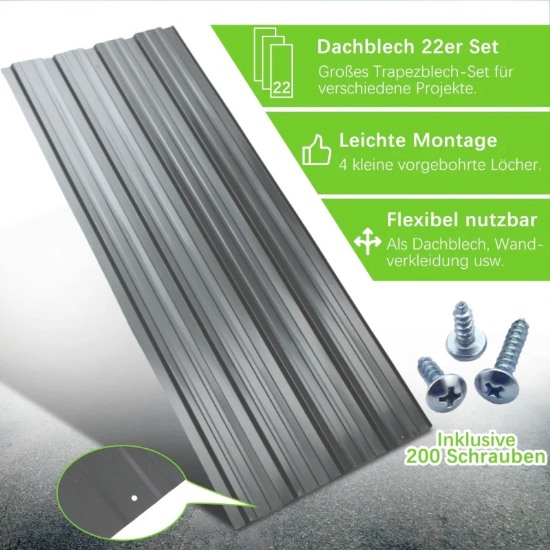 22x Profilblech Metall Dachblech Platten Stahlblech