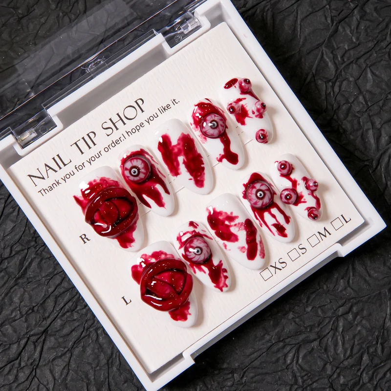 Künstlerische Horror-Themen Press-On Nagelkunst