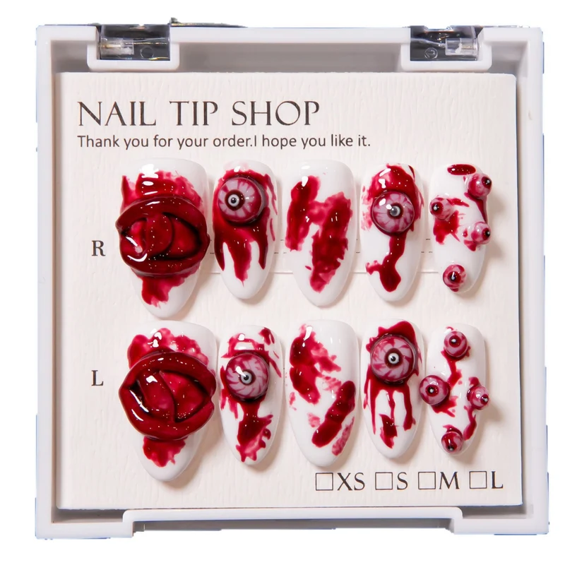 Künstlerische Horror-Themen Press-On Nagelkunst