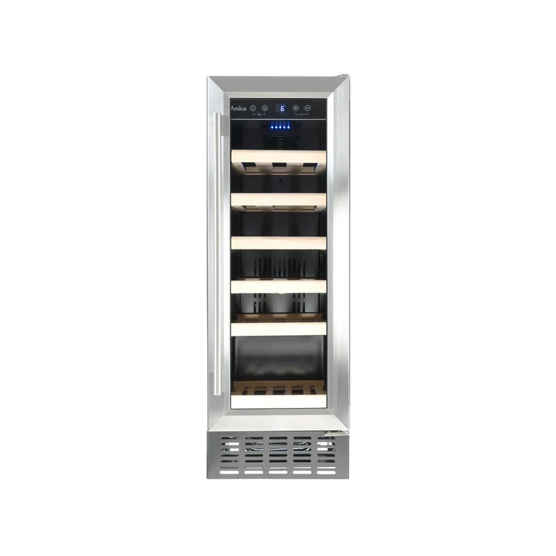 Amica Weinkühlschrank für 19 Flaschen, freistehend, Slimline – Edelstahl | AWC300SS