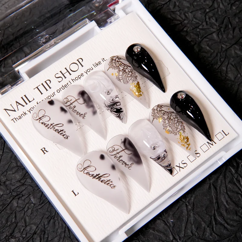 Künstlerische Gothic Stiletto Press-On Nägel
