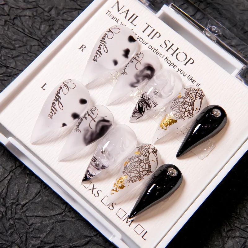 Künstlerische Gothic Stiletto Press-On Nägel
