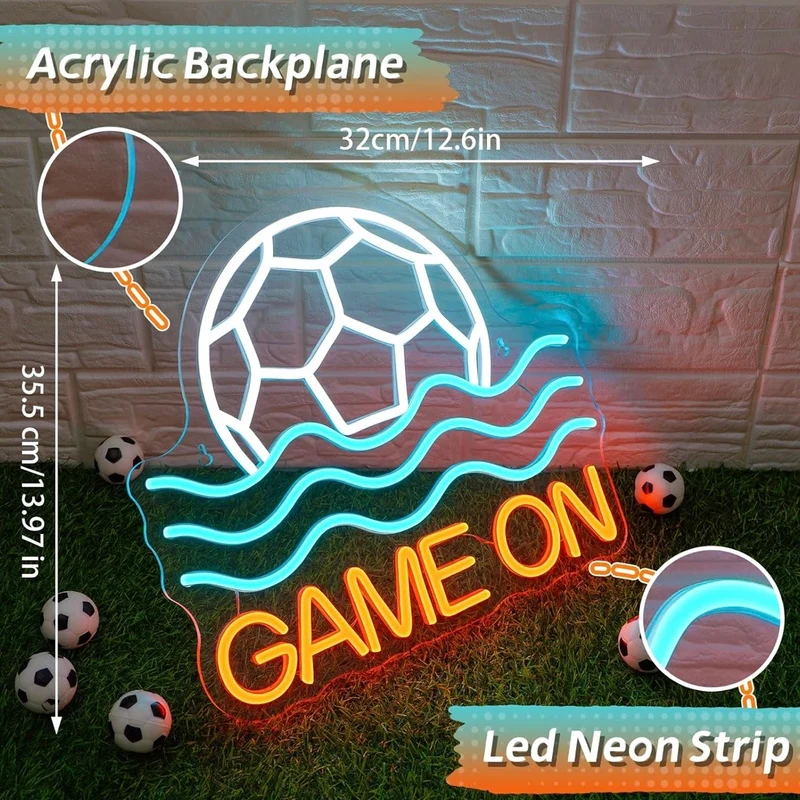 Fußball Neon Schild Wanddeko LED Schild Schlafzimmer