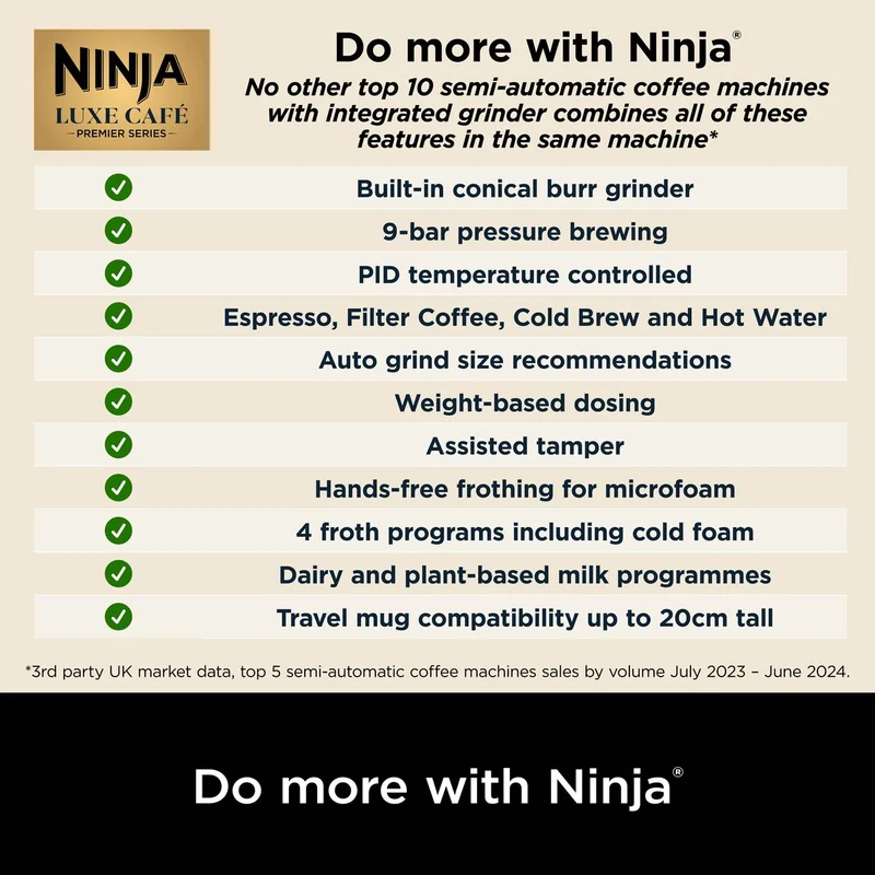Ninja Luxe Café Premier Kaffeevollautomat – Mitternachtsschwarz | ES601UKBK