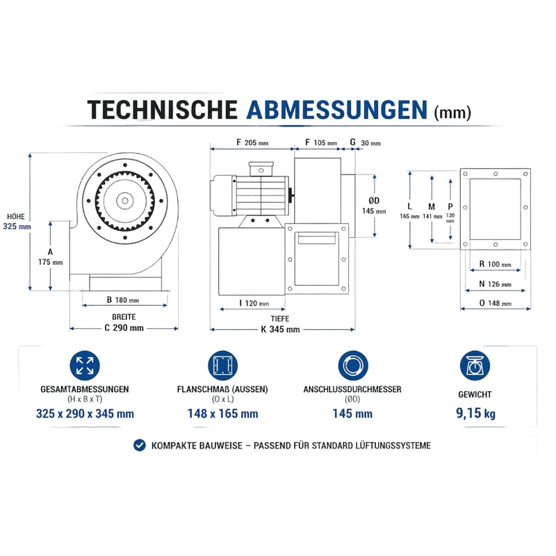 Radialventilator Ventilator Luftabsaugung Radialgebläse Gebläse