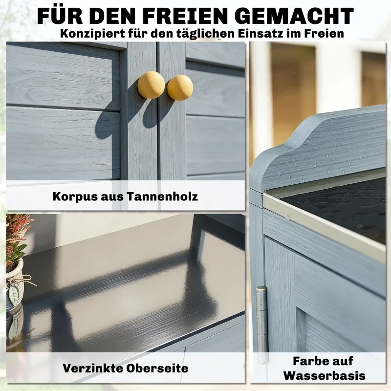 Pflanztisch Unterschrank Gartenschrank Arbeitsplatte 2 Schubladen