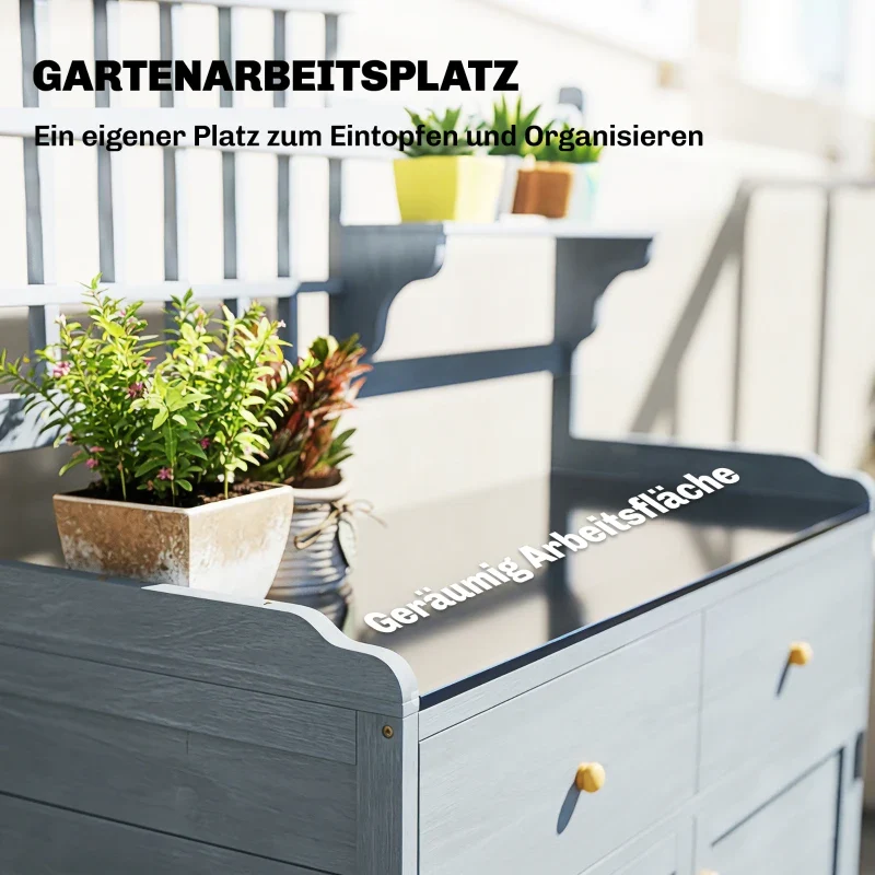 Pflanztisch Unterschrank Gartenschrank Arbeitsplatte 2 Schubladen