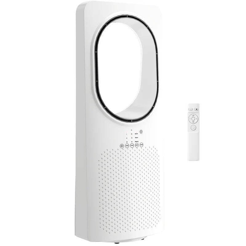 36dB Bladeless Tower Fan for Bedroom, 45° Oscillating, 3 Speeds, 15H Timer, White