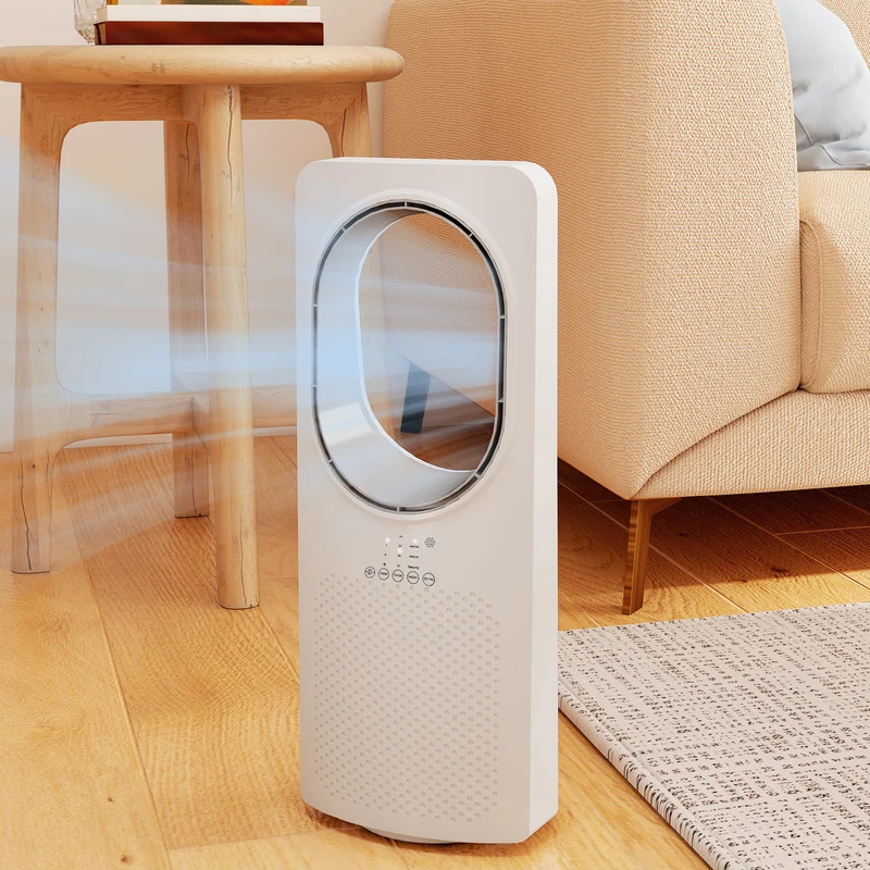 36dB Bladeless Tower Fan for Bedroom, 45° Oscillating, 3 Speeds, 15H Timer, White