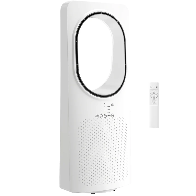 36dB Bladeless Tower Fan for Bedroom, 45° Oscillating, 3 Speeds, 15H Timer, White