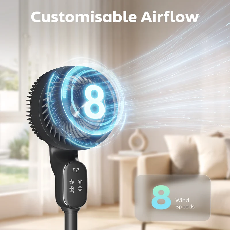 20 dB 39" Silent Pedestal Fan for Bedroom with Remote, 8-Speed, Black