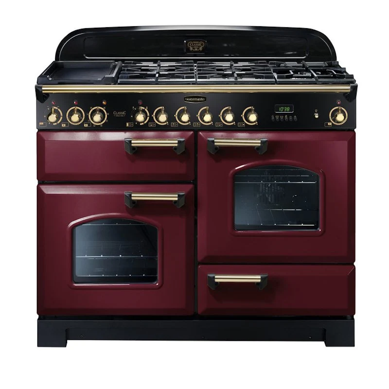Rangemaster Classic Deluxe 110CM Gas-Elektro-Standherd – Schwarz & Rot | CDL110DFFCY/B