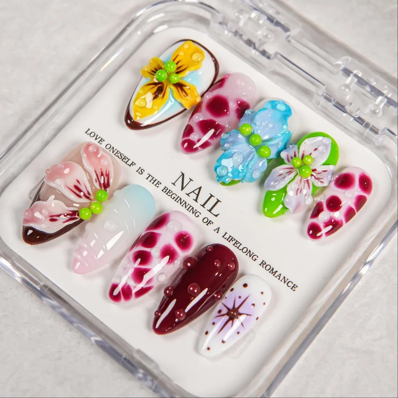 Künstlerisches florales verziertes Presse-nagelset