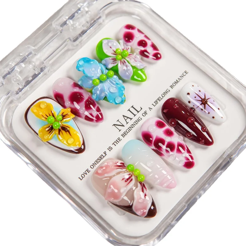 Künstlerisches florales verziertes Presse-nagelset