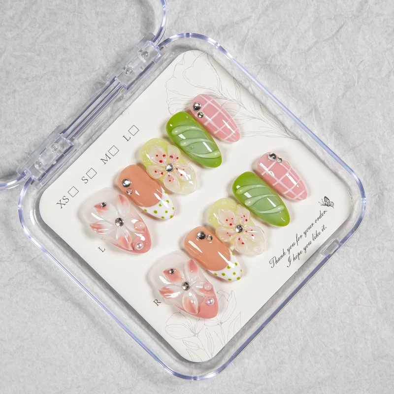 Künstlerisches Florales Design Press-On Nägel 1791254751