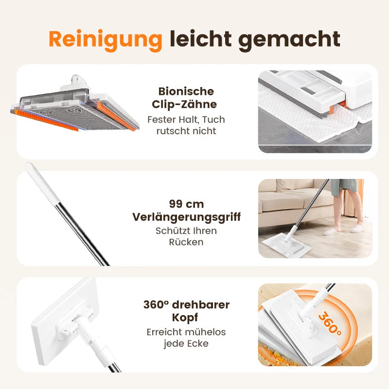 💥 LETZTER TAG! 50% RABATT 💥 Einweg-Staubmopp mit 4 wiederverwendbaren Bezügen 🧹✨