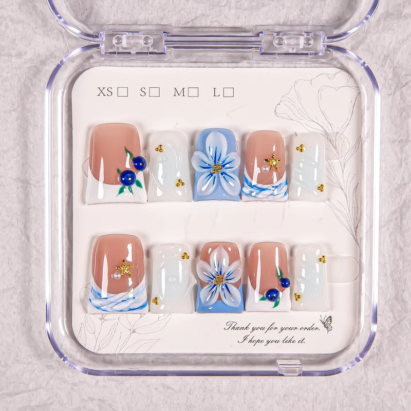 Künstlerisches Blumenmuster Press-On Nagelset