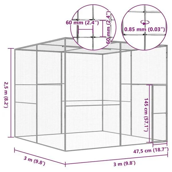 Katzenkäfig 3x3x2,5m Voliere Haustiere Zubehör Käfig