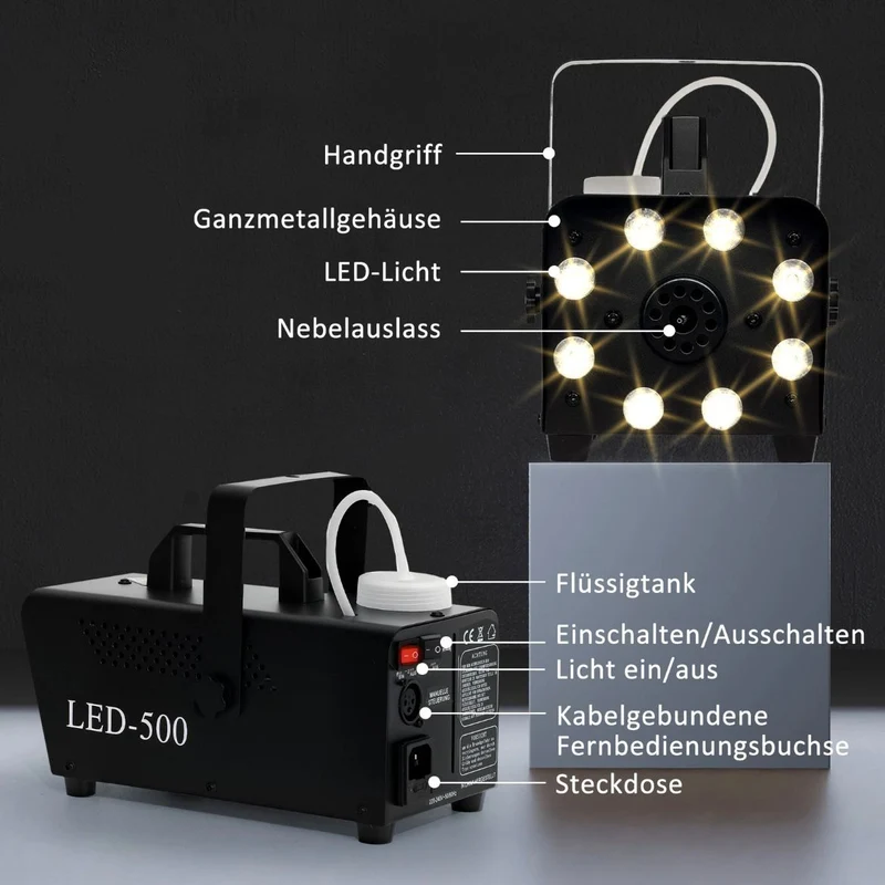 Nebelmaschine 450W Rauchmaschine LED Lichtern RGB Effekt