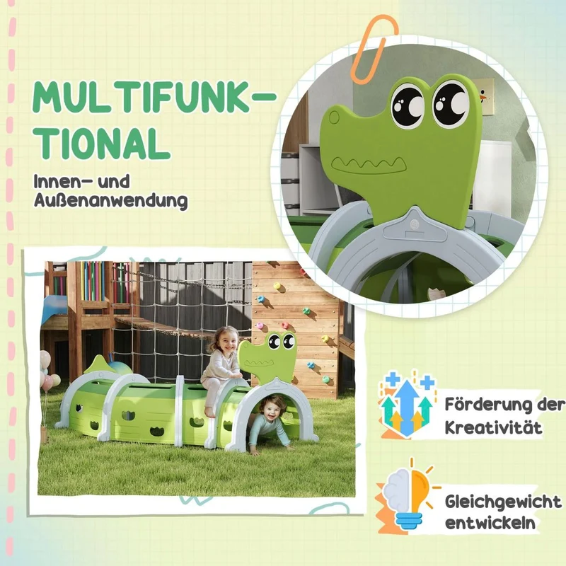 Krabbeltunnel Kinderspielzeug Spieltunnel 194cm Krokodiltunnel