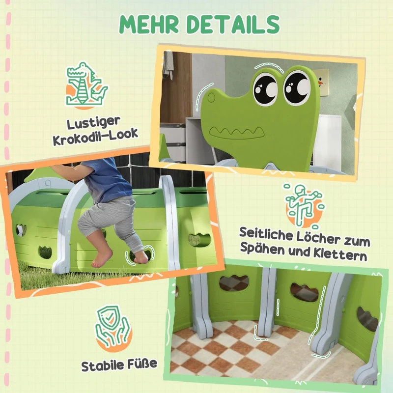 Krabbeltunnel Kinderspielzeug Spieltunnel 194cm Krokodiltunnel