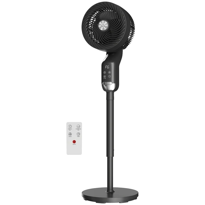 41" Quiet 20 dB Pedestal Fan with Remote, 8 Speeds, 12H Timer, Black