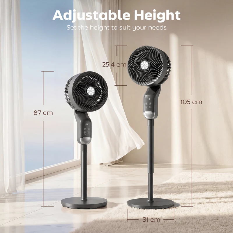 41" Quiet 20 dB Pedestal Fan with Remote, 8 Speeds, 12H Timer, Black