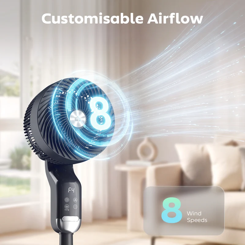 41" Quiet 20 dB Pedestal Fan with Remote, 8 Speeds, 12H Timer, Black