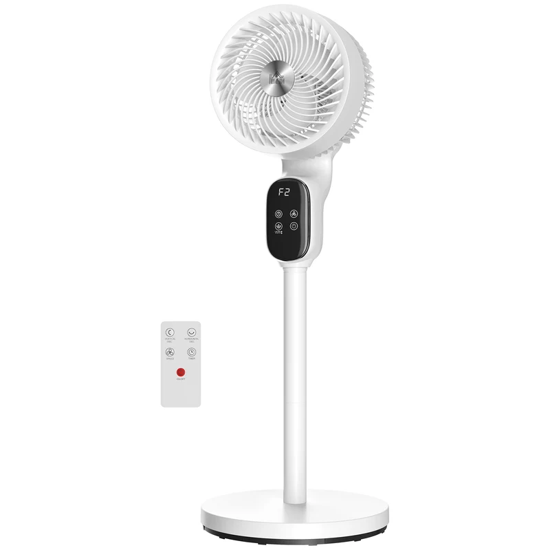 39" Silent Pedestal Fan with Remote, 8 Speeds, 90° Oscillating, Timer, White