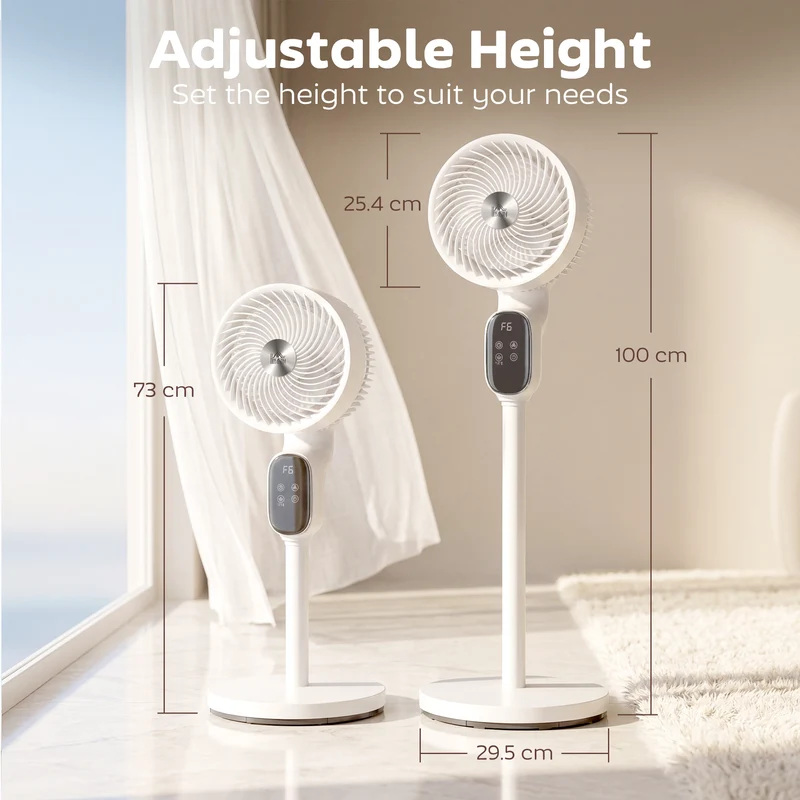 39" Silent Pedestal Fan with Remote, 8 Speeds, 90° Oscillating, Timer, White